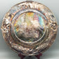 Jugendstil Wandteller Versilbert Profil einer Frau mit Mohnblumen