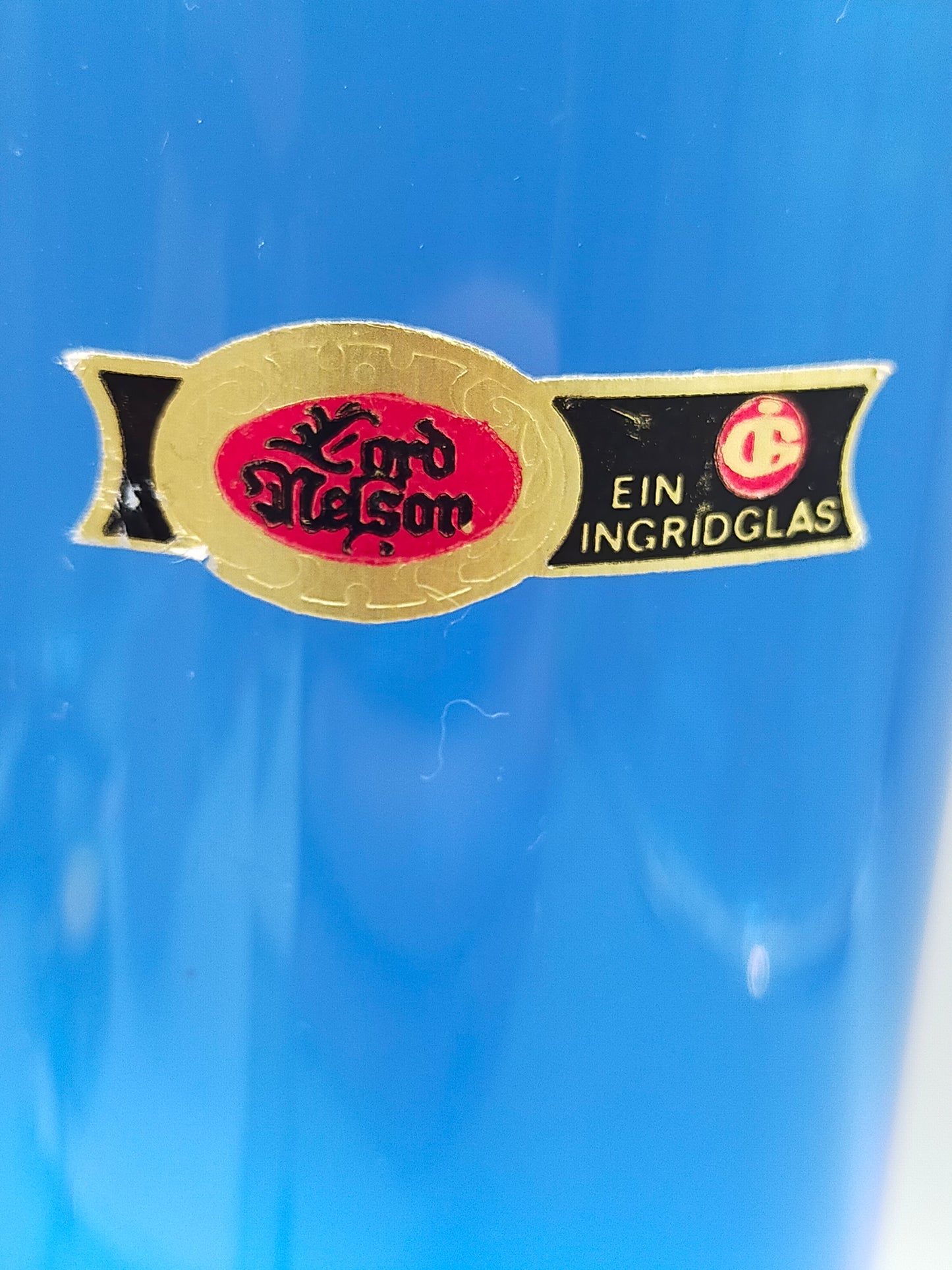 Edle Ingridglas Glas Vase Blaues Kunstglas der Serie Lord Nelson