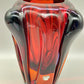 Exklusive Murano Glas Vase von Salviati Rotes Kunstglas aus Italien