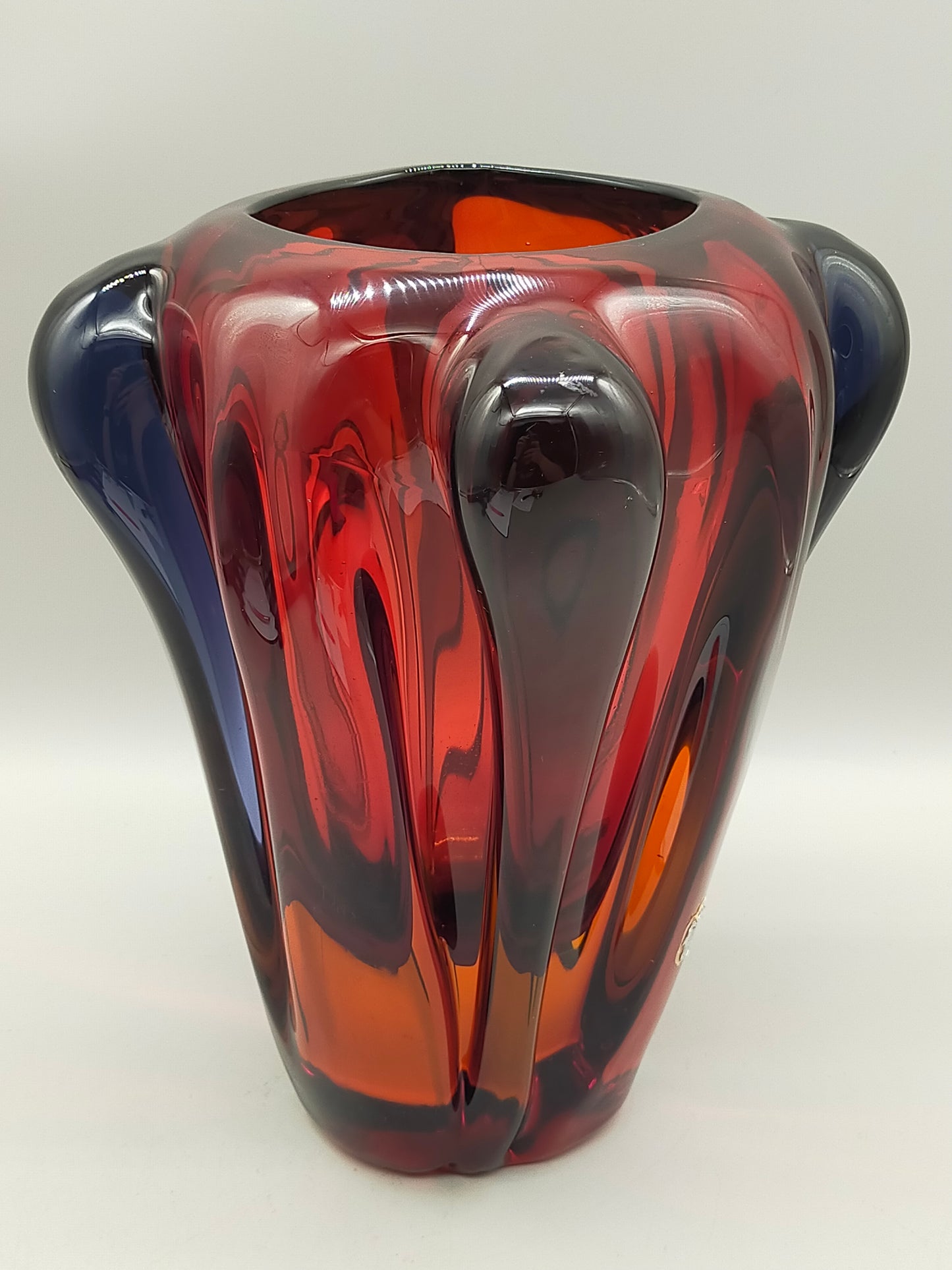 Exklusive Murano Glas Vase von Salviati Rotes Kunstglas aus Italien