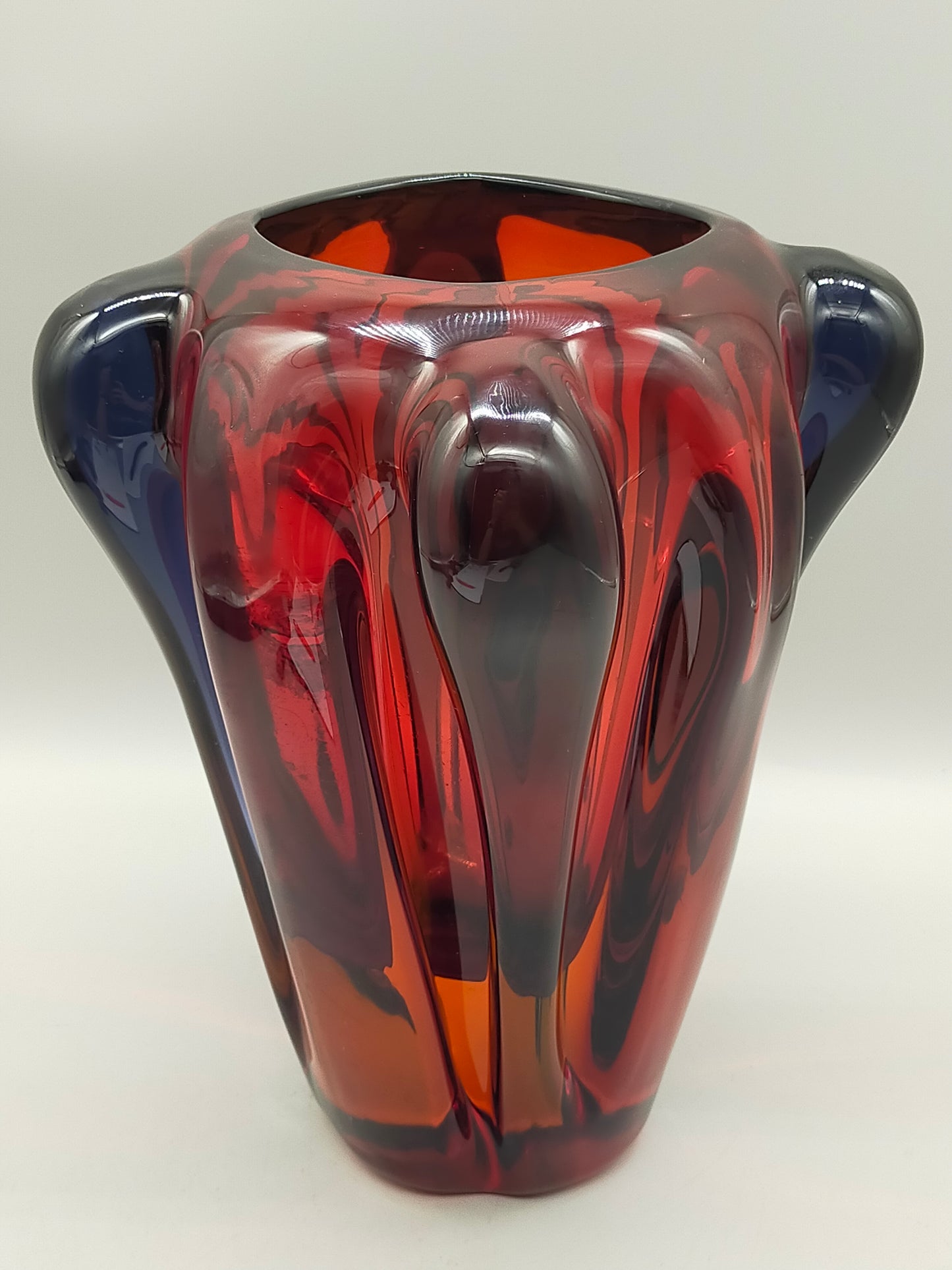 Exklusive Murano Glas Vase von Salviati Rotes Kunstglas aus Italien
