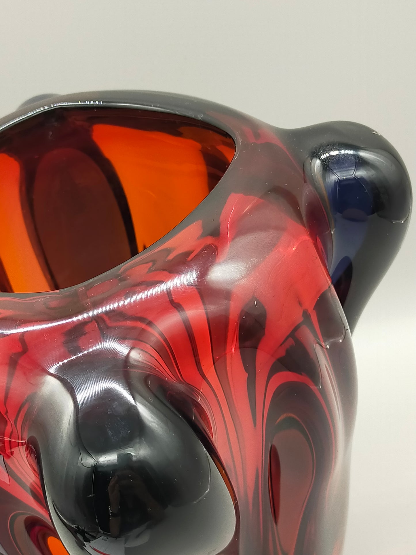 Exklusive Murano Glas Vase von Salviati Rotes Kunstglas aus Italien