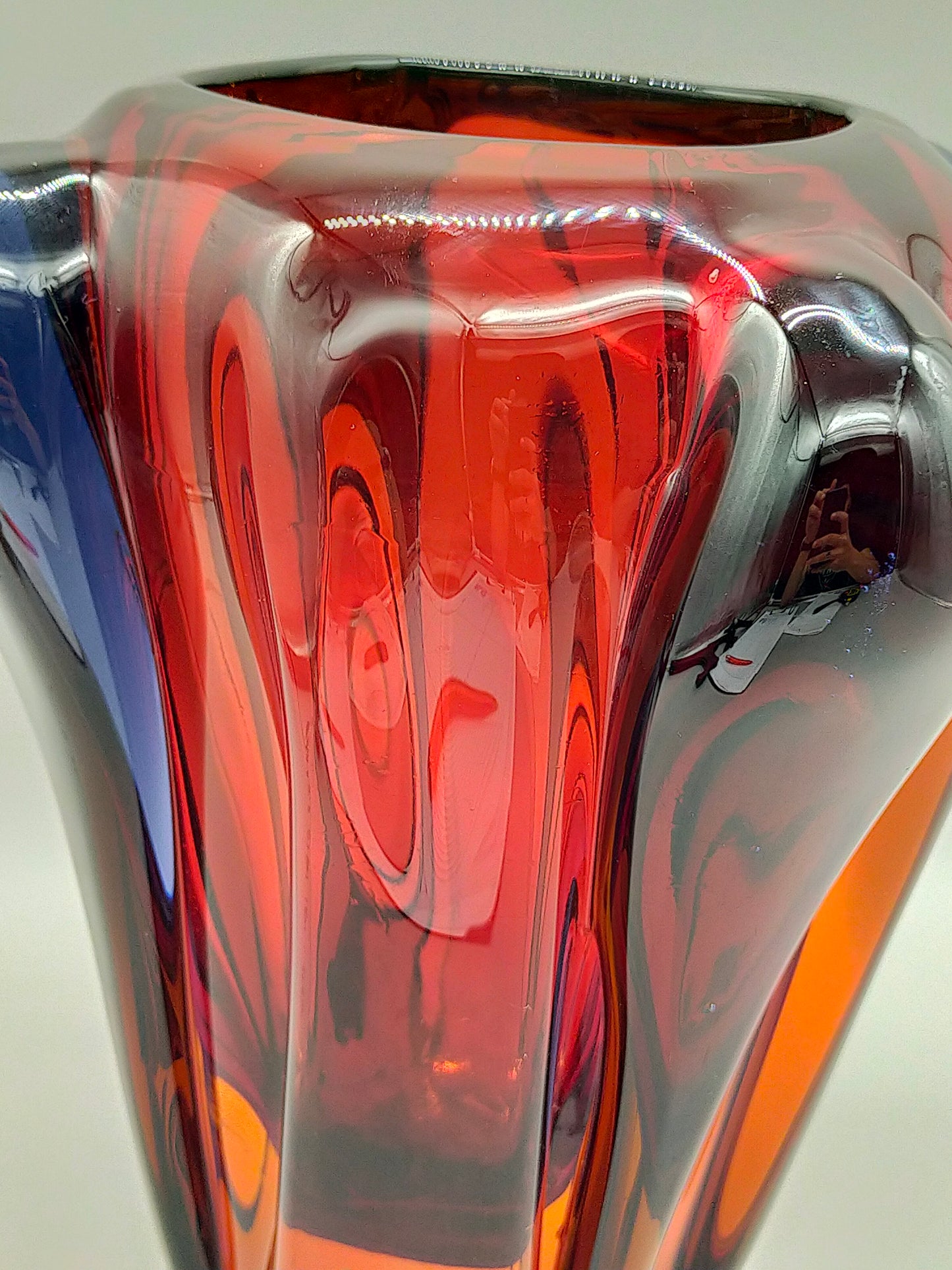 Exklusive Murano Glas Vase von Salviati Rotes Kunstglas aus Italien