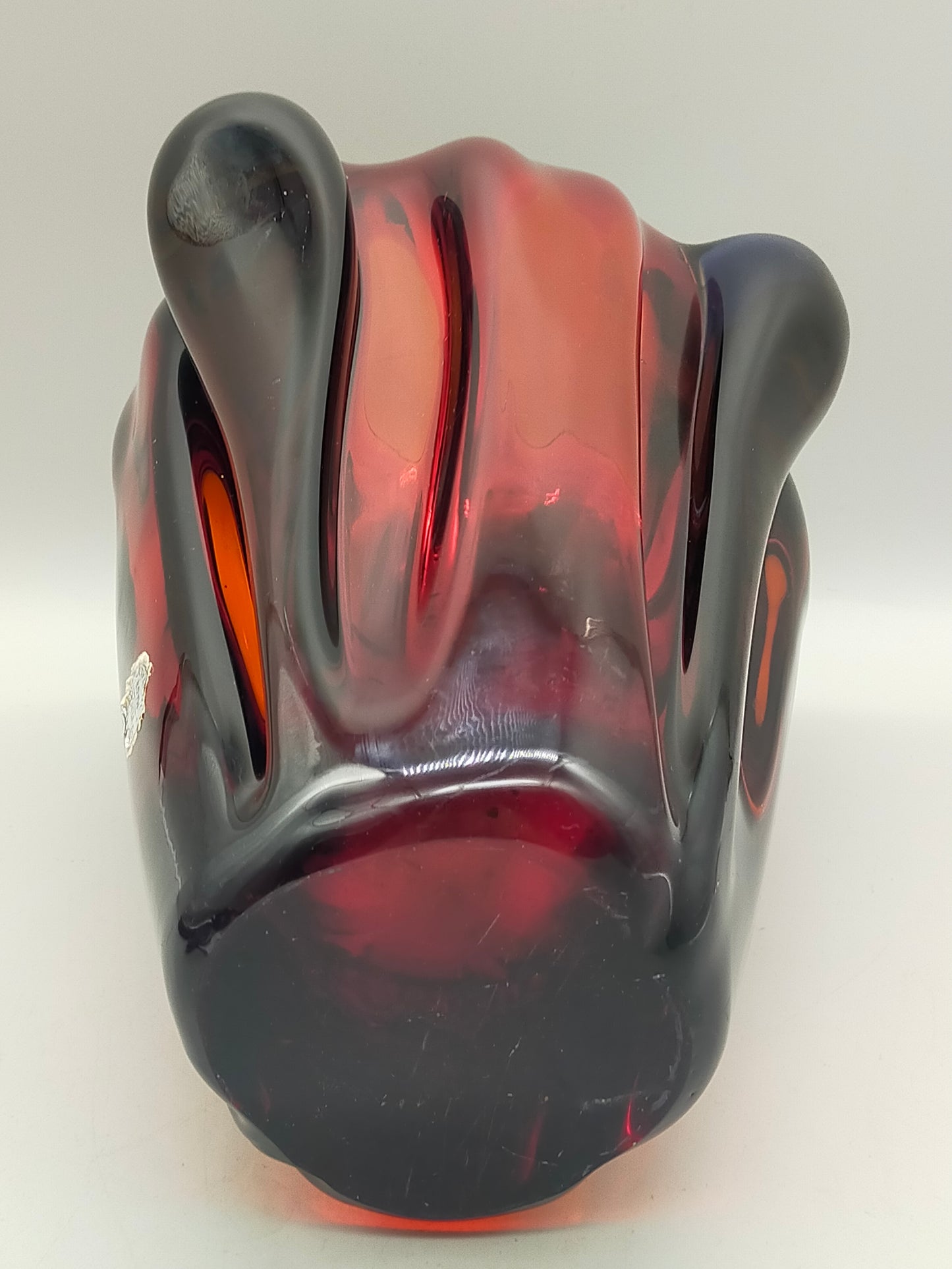 Exklusive Murano Glas Vase von Salviati Rotes Kunstglas aus Italien