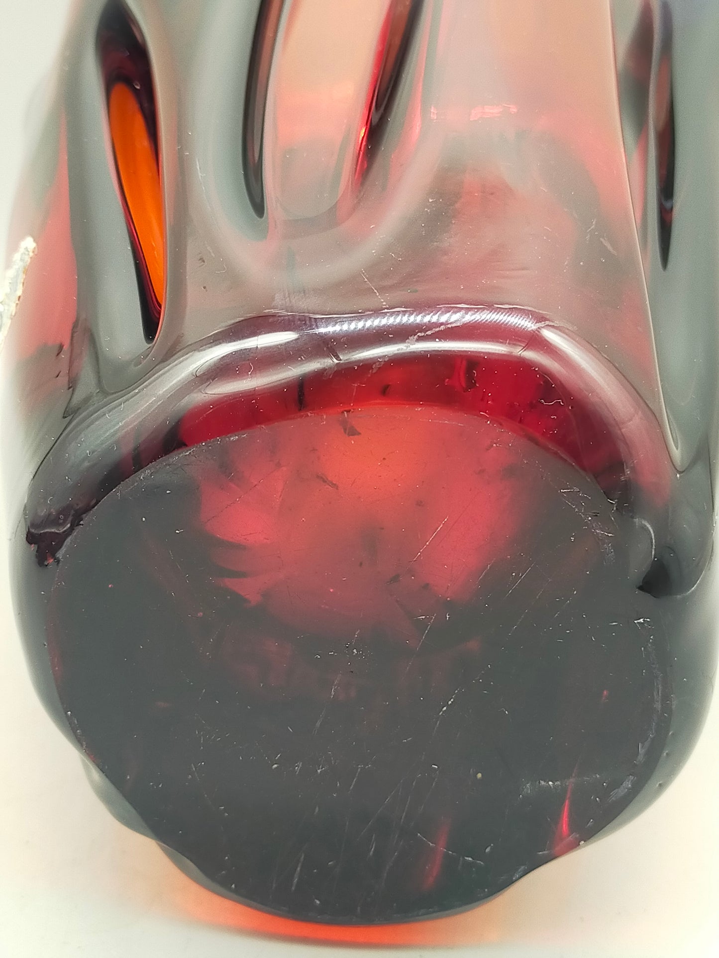 Exklusive Murano Glas Vase von Salviati Rotes Kunstglas aus Italien