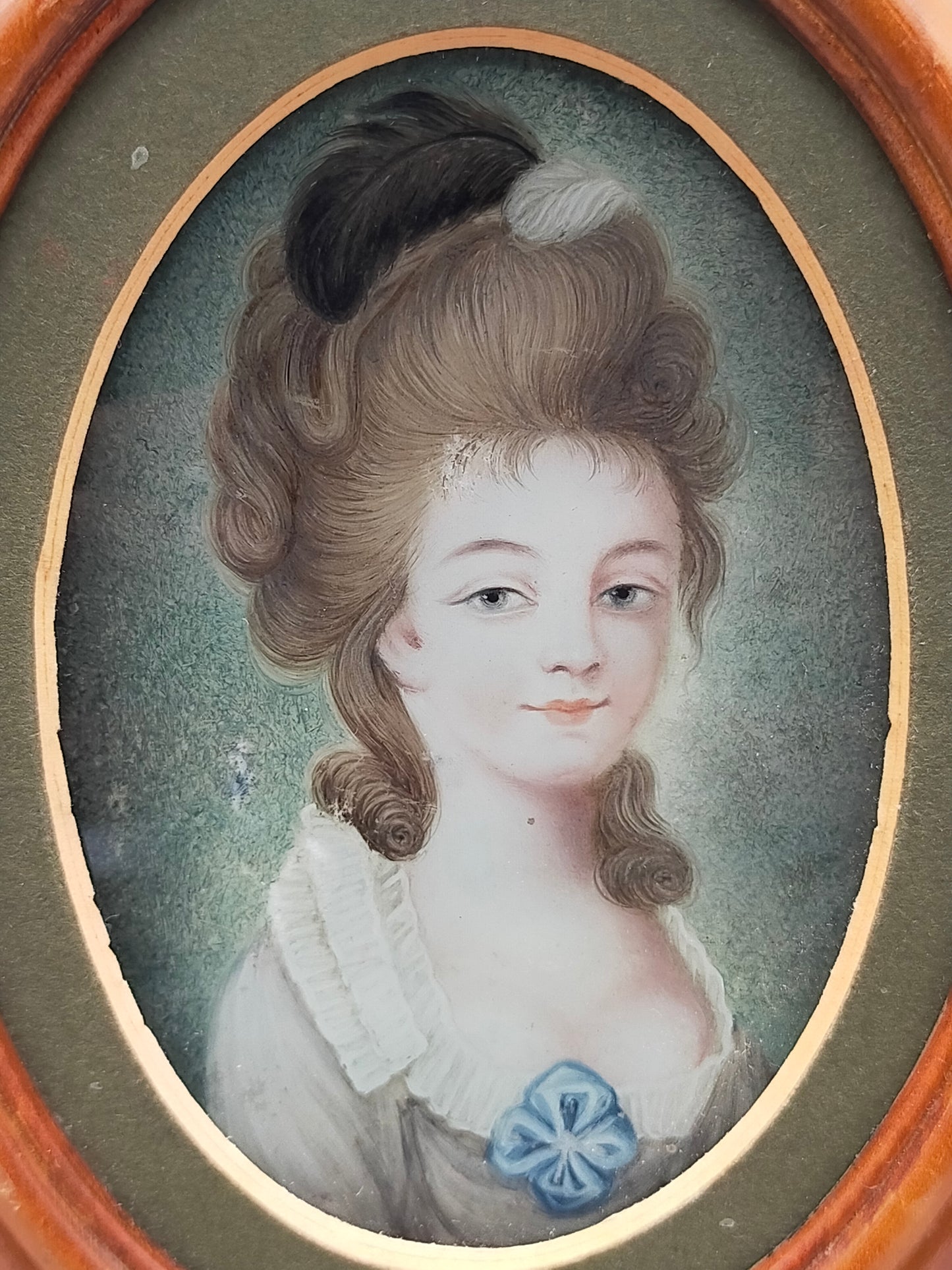 Französische Schule (XVIII) Portrait einer Dame mit blauer Schleife