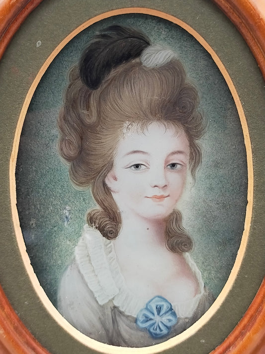 Französische Schule (XVIII) Portrait einer Dame mit blauer Schleife