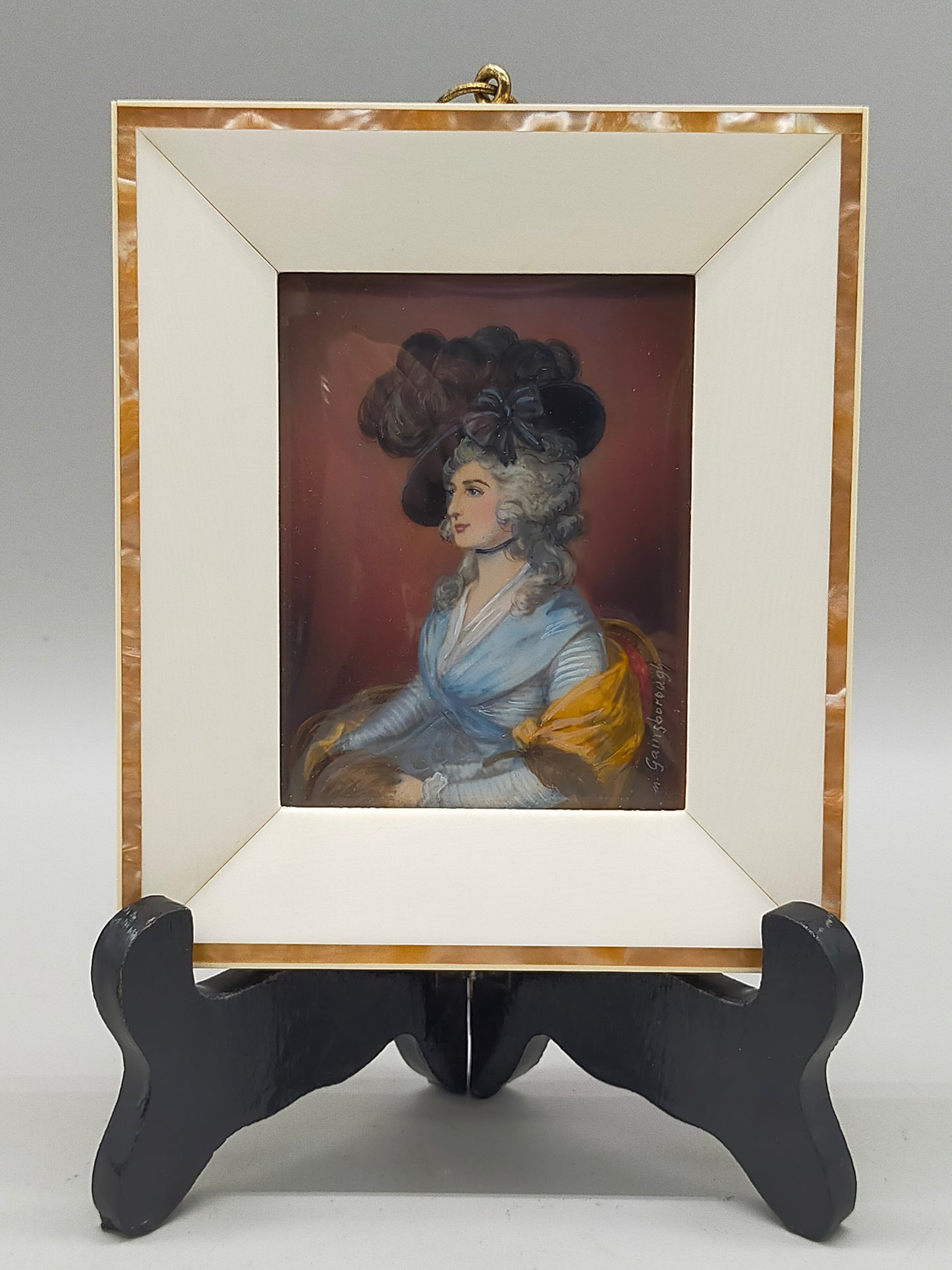 Antike Miniatur Miss Sarah Siddons nach Gainsborough Gemälde