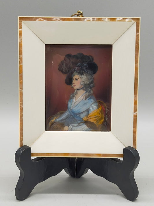 Antike Miniatur Miss Sarah Siddons nach Gainsborough Gemälde