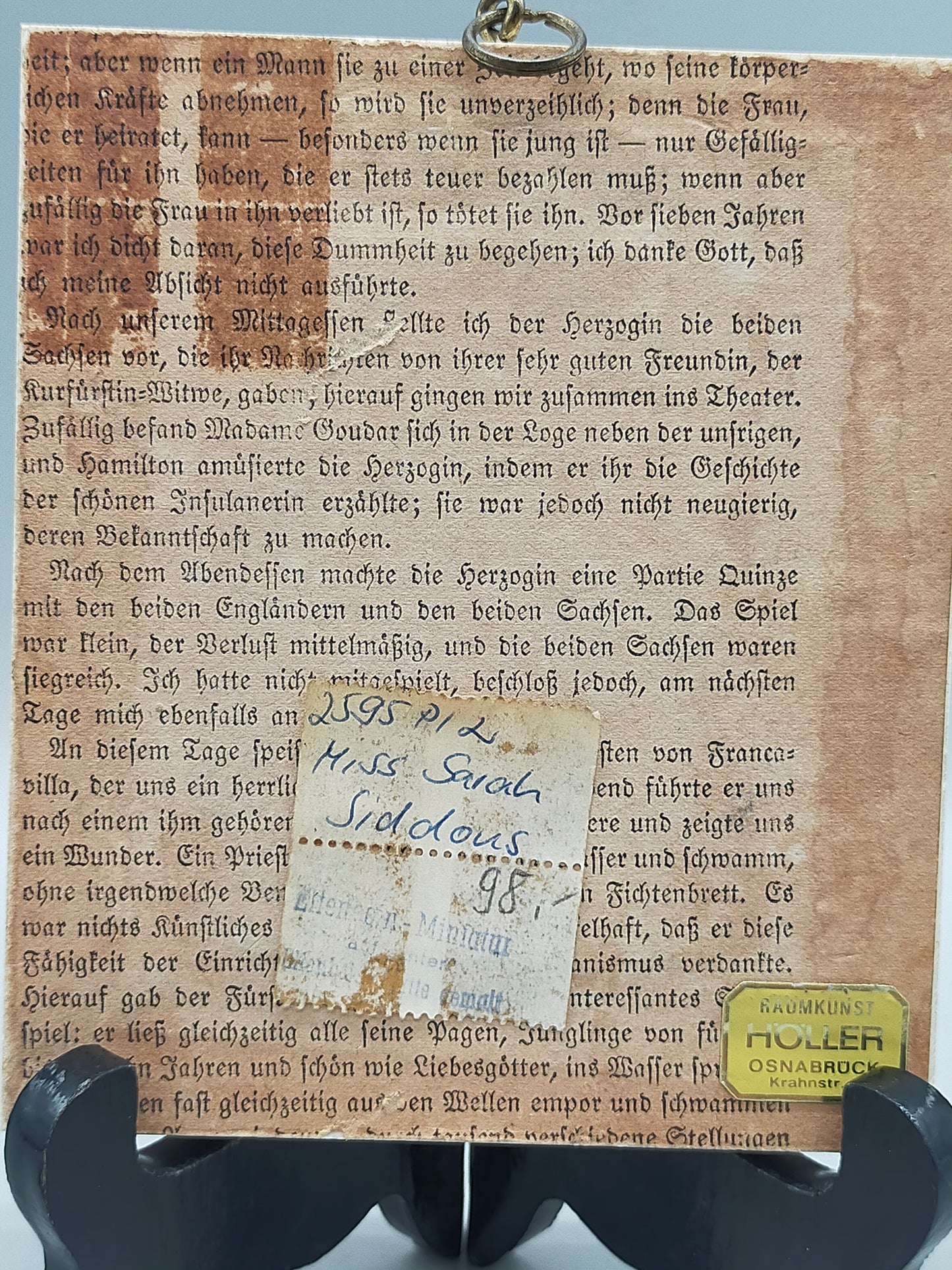 Antike Miniatur Miss Sarah Siddons nach Gainsborough Gemälde