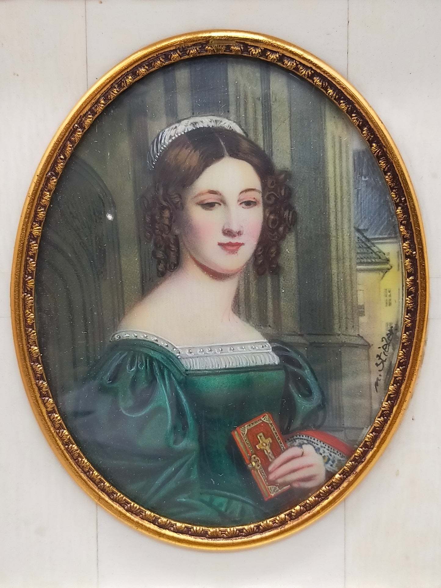 Deutsche Schule (XIX) Edle Damen Miniatur im prunkvollen Rahmen