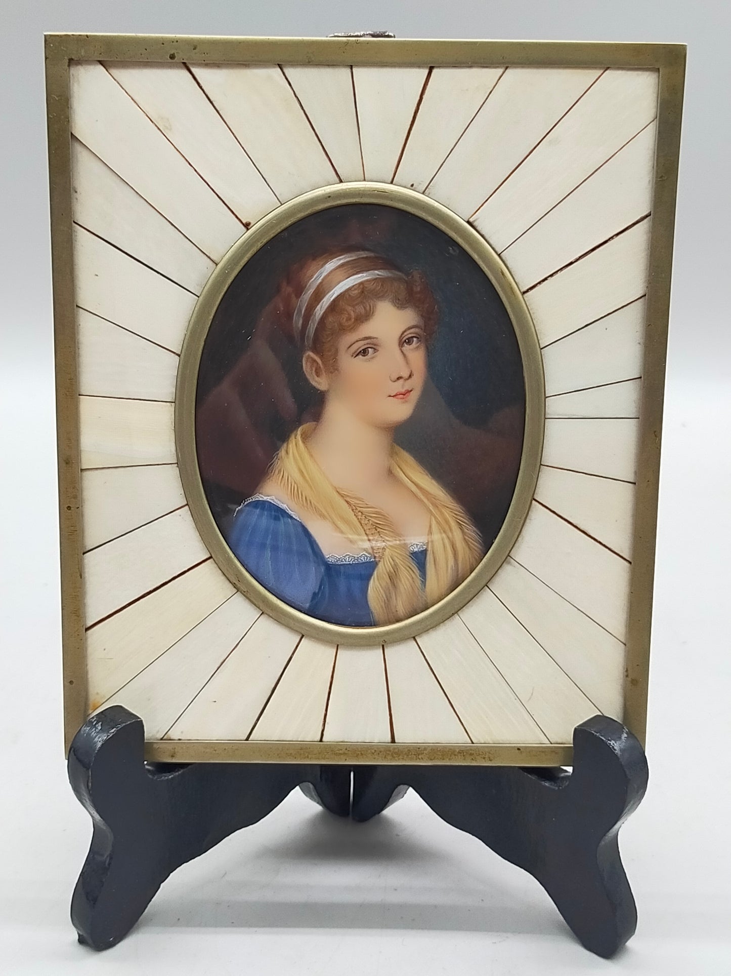 Französische Schule (XIX) Damen Portrait im Mosaikrahmen