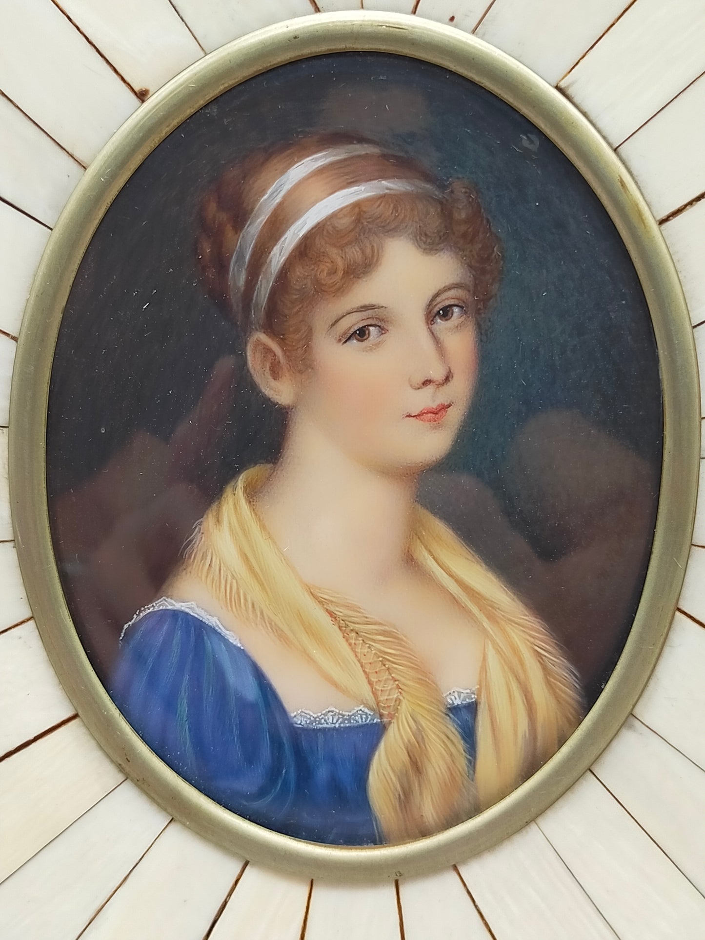 Französische Schule (XIX) Damen Portrait im Mosaikrahmen
