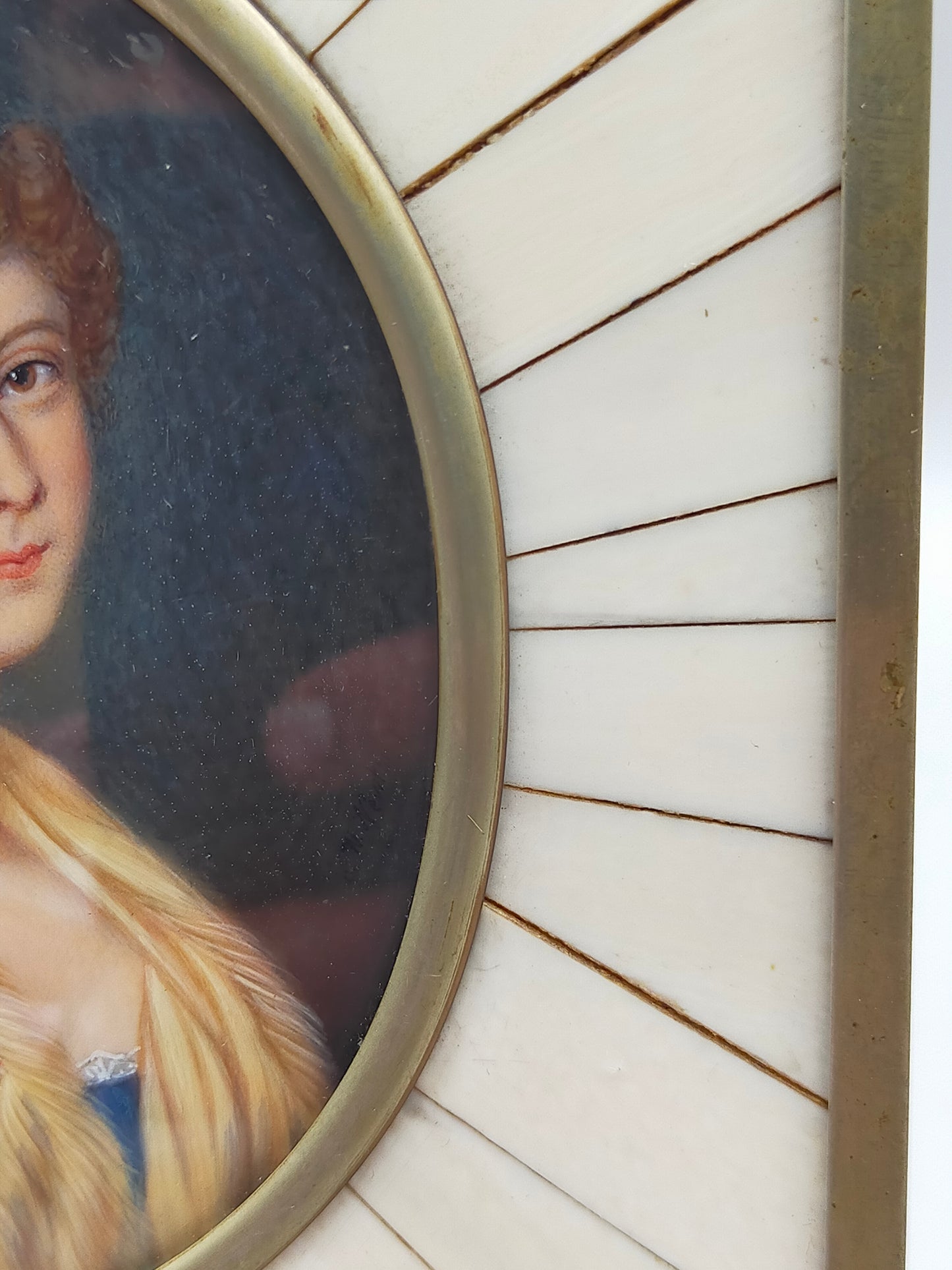 Französische Schule (XIX) Damen Portrait im Mosaikrahmen