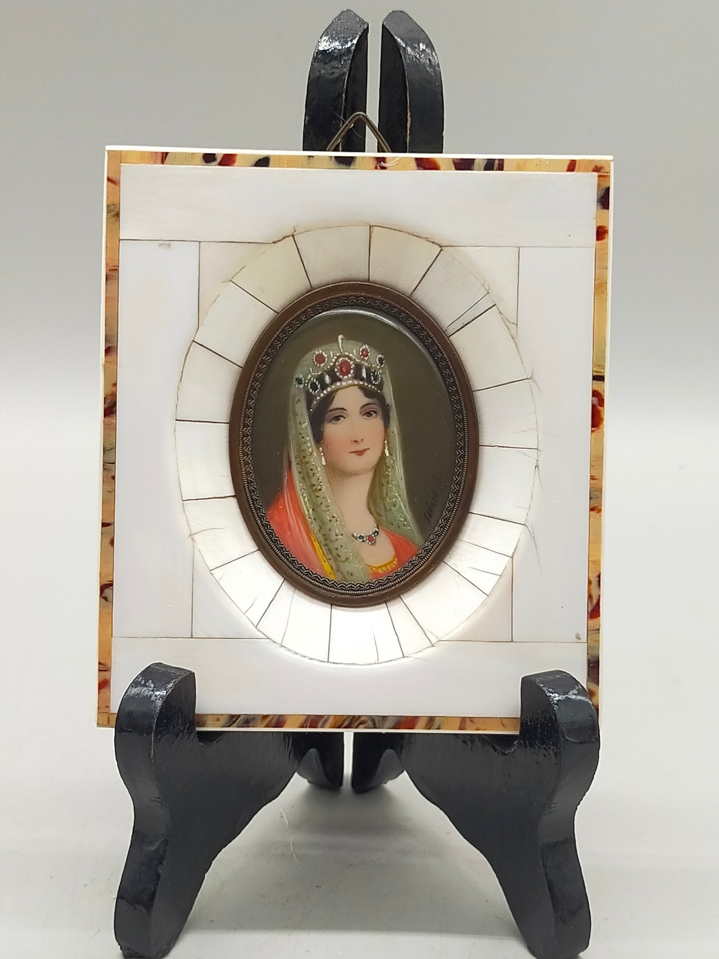 Französische Schule (XIX) Edles Miniatur Porträt einer Dame