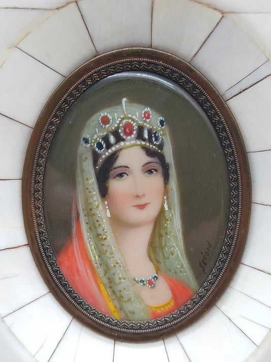 Französische Schule (XIX) Edles Miniatur Porträt einer Dame