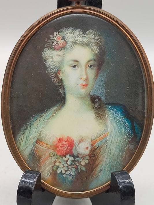 Deutsche Schule (XVIII) Rokoko Damen Porträt Miniaturgemälde