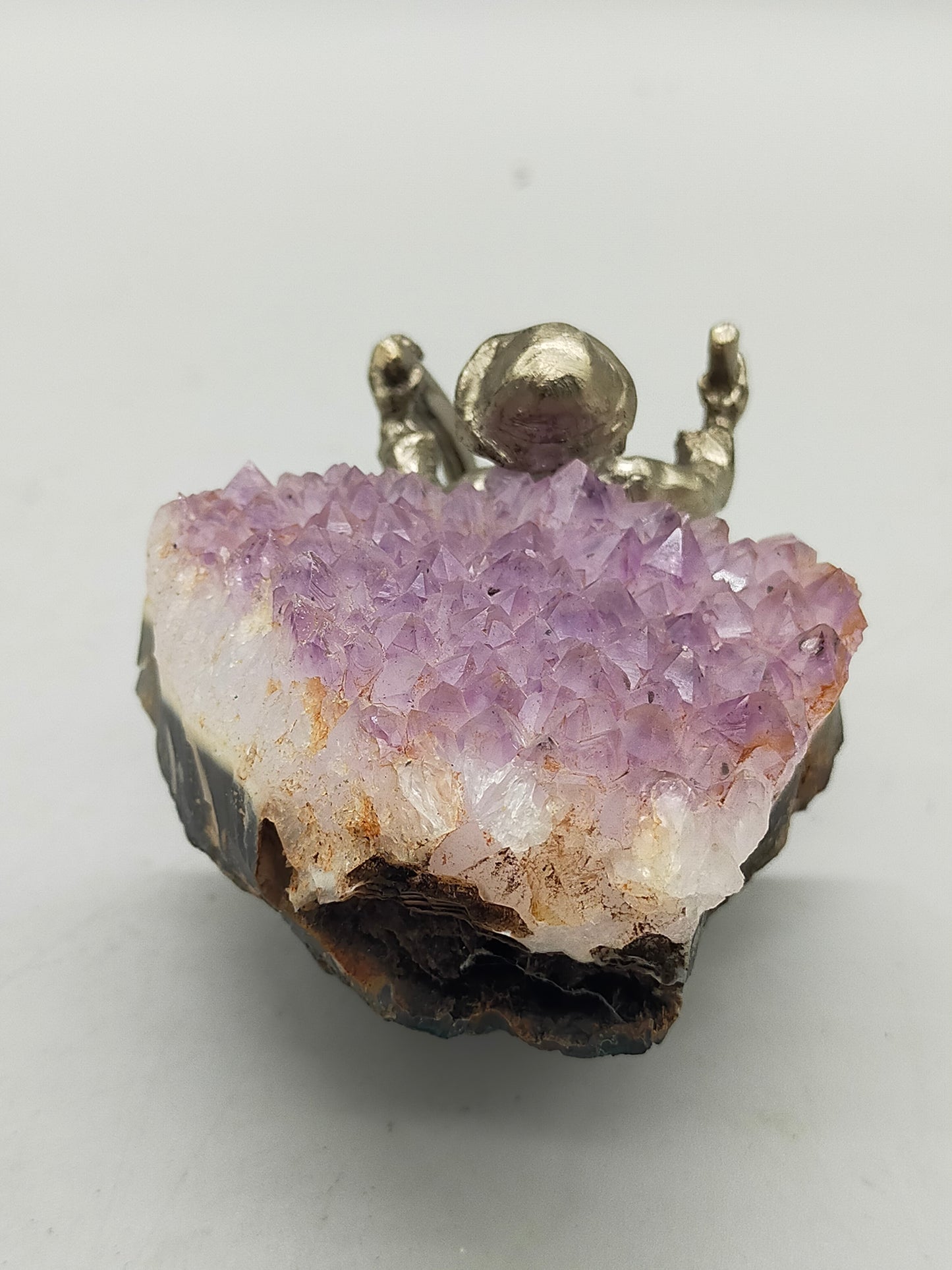 Bergmann auf Schlitten mit Amethyst Druse Rustikale Deko Figur