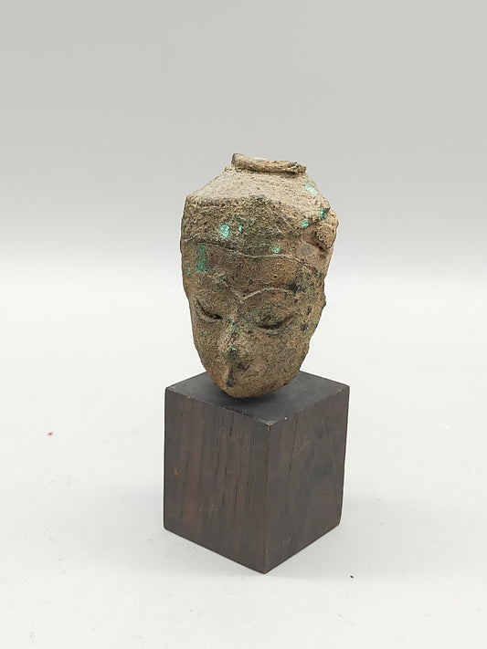Antiker asiatischer Buddha Kopf – Skulptur