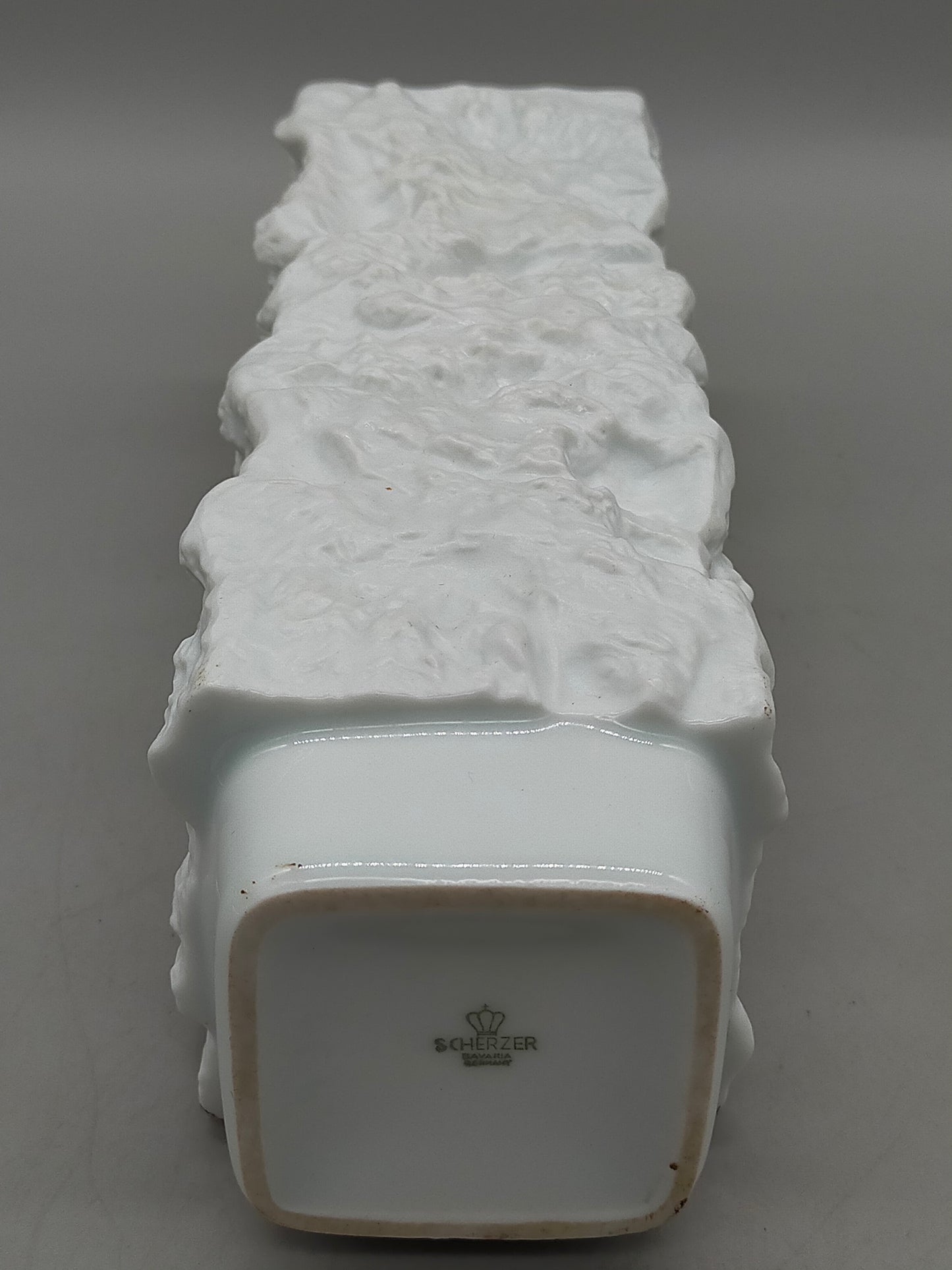 Scherzer Bavaria Vintage Porzellan Vase Weißes Reliefdesign