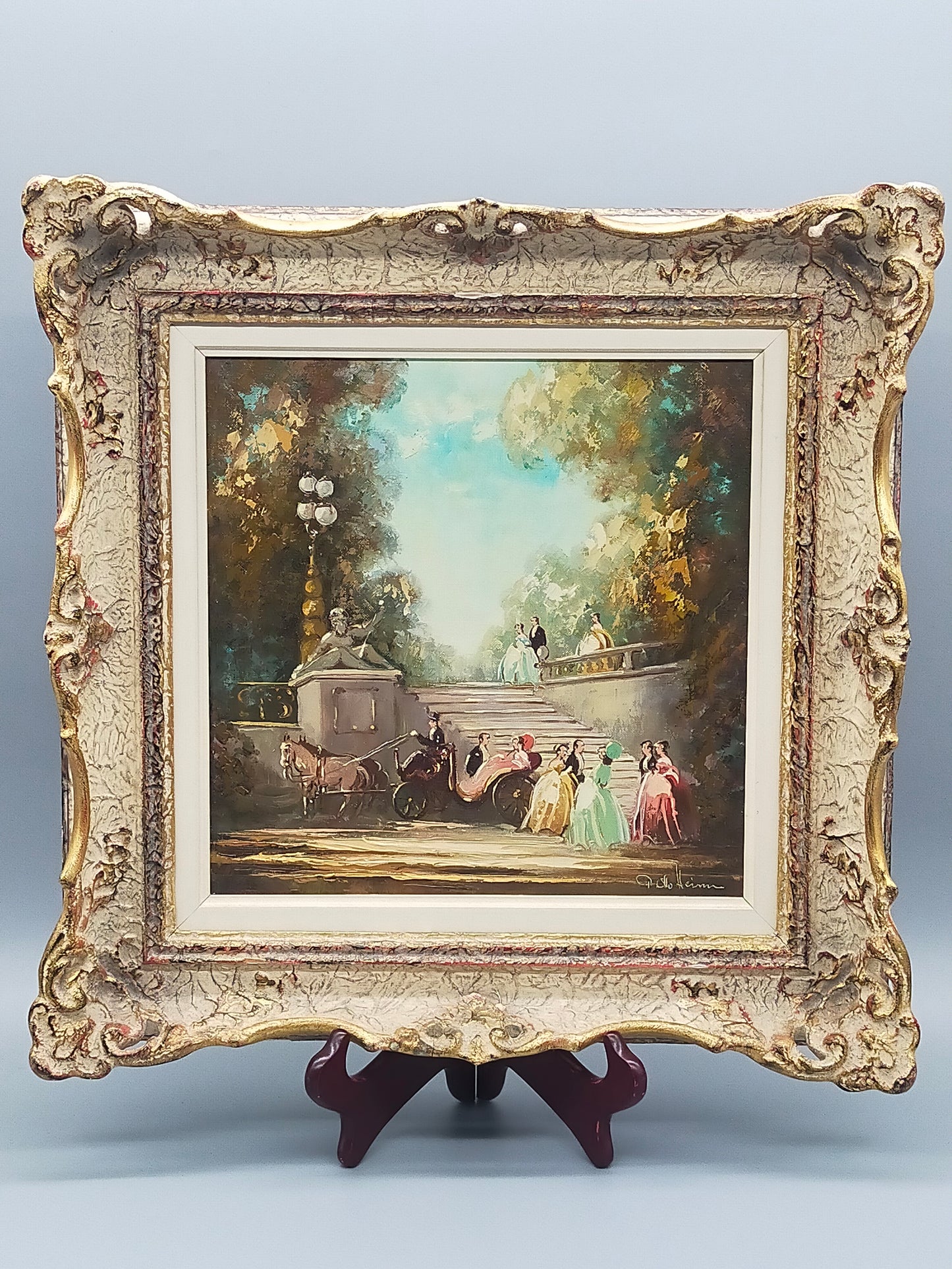 Otto Heim – Parkszene Schloss Favorite Ölgemälde im Prunkrahmen