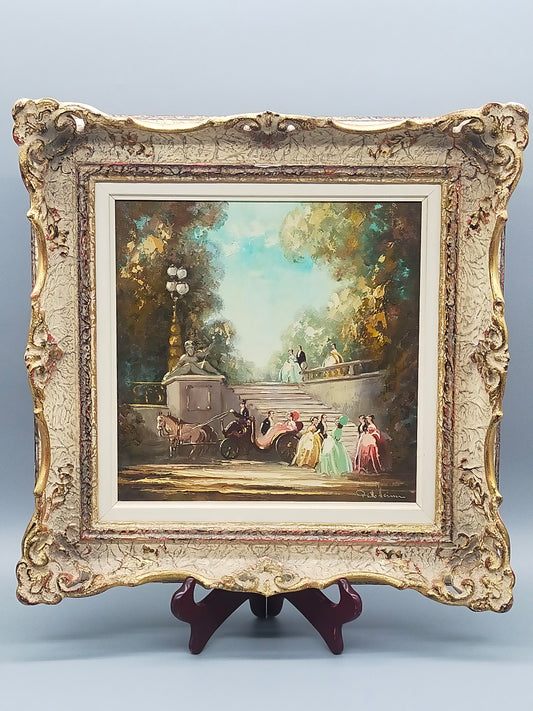 Otto Heim – Parkszene Schloss Favorite Ölgemälde im Prunkrahmen