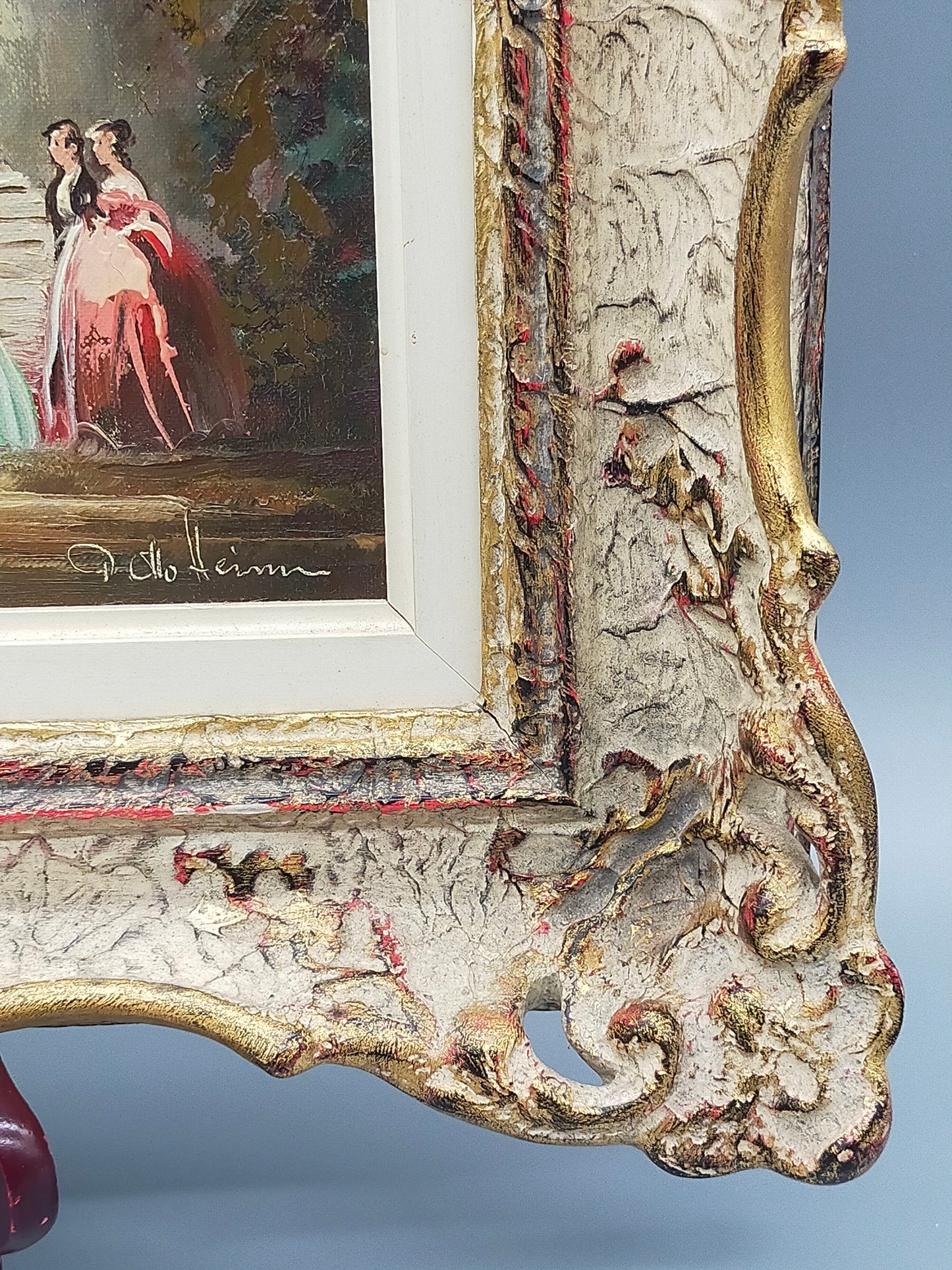 Otto Heim – Parkszene Schloss Favorite Ölgemälde im Prunkrahmen