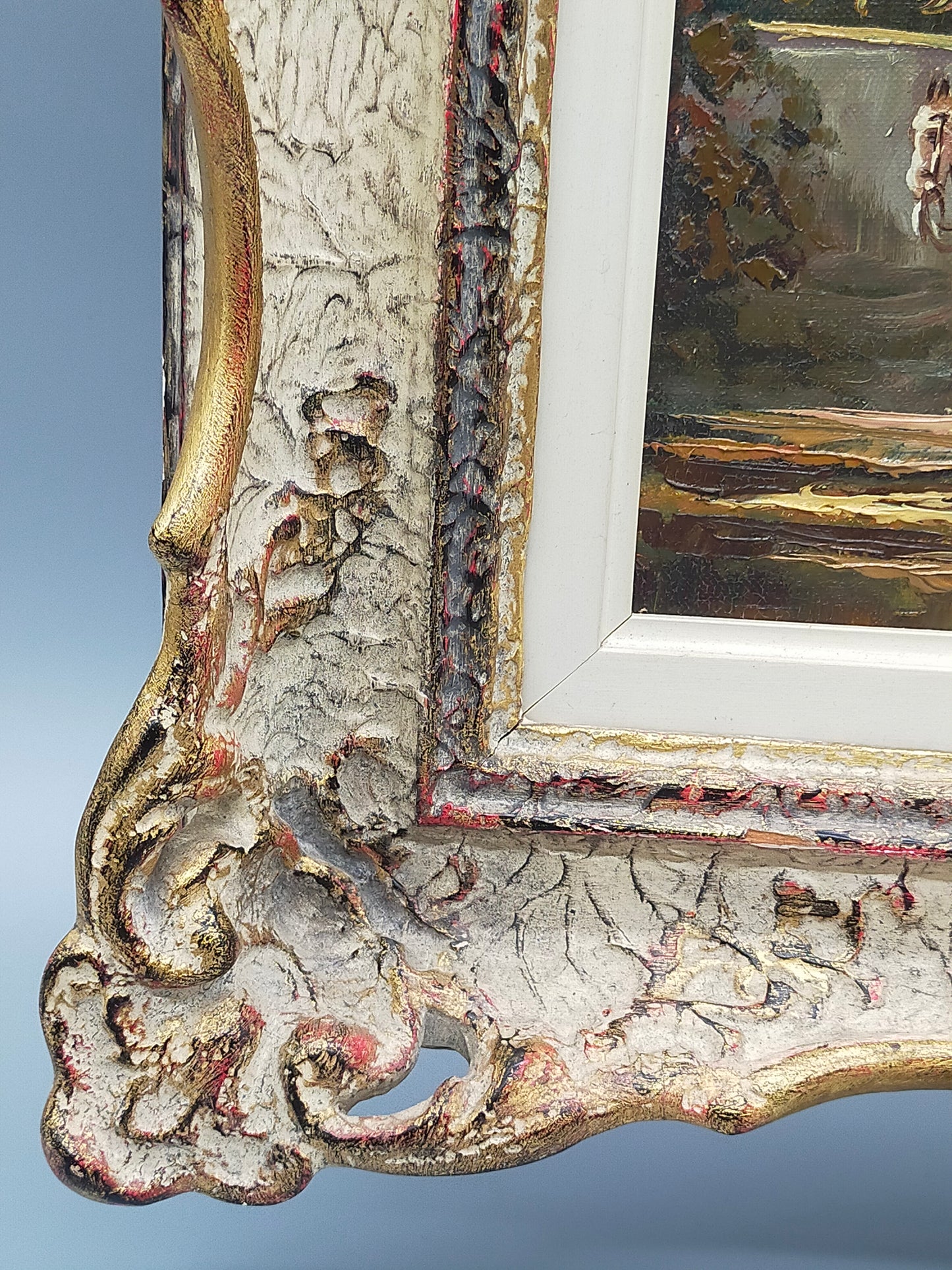 Otto Heim – Parkszene Schloss Favorite Ölgemälde im Prunkrahmen