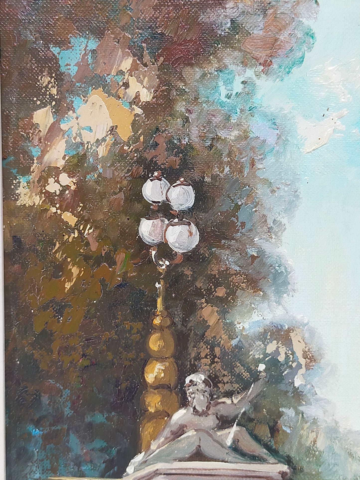 Otto Heim – Parkszene Schloss Favorite Ölgemälde im Prunkrahmen
