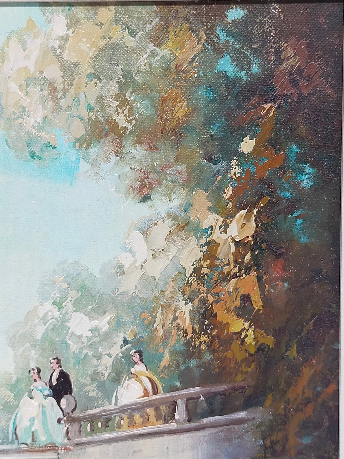 Otto Heim – Parkszene Schloss Favorite Ölgemälde im Prunkrahmen
