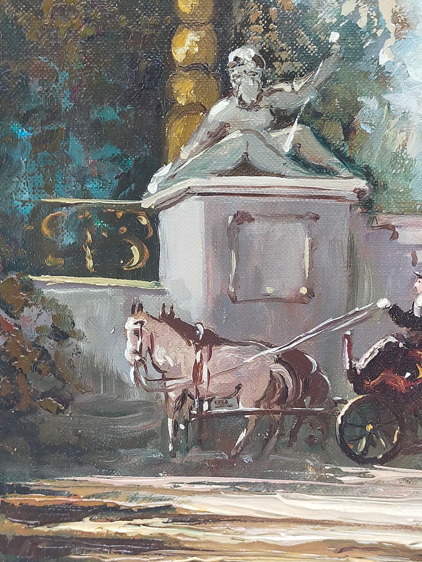Otto Heim – Parkszene Schloss Favorite Ölgemälde im Prunkrahmen