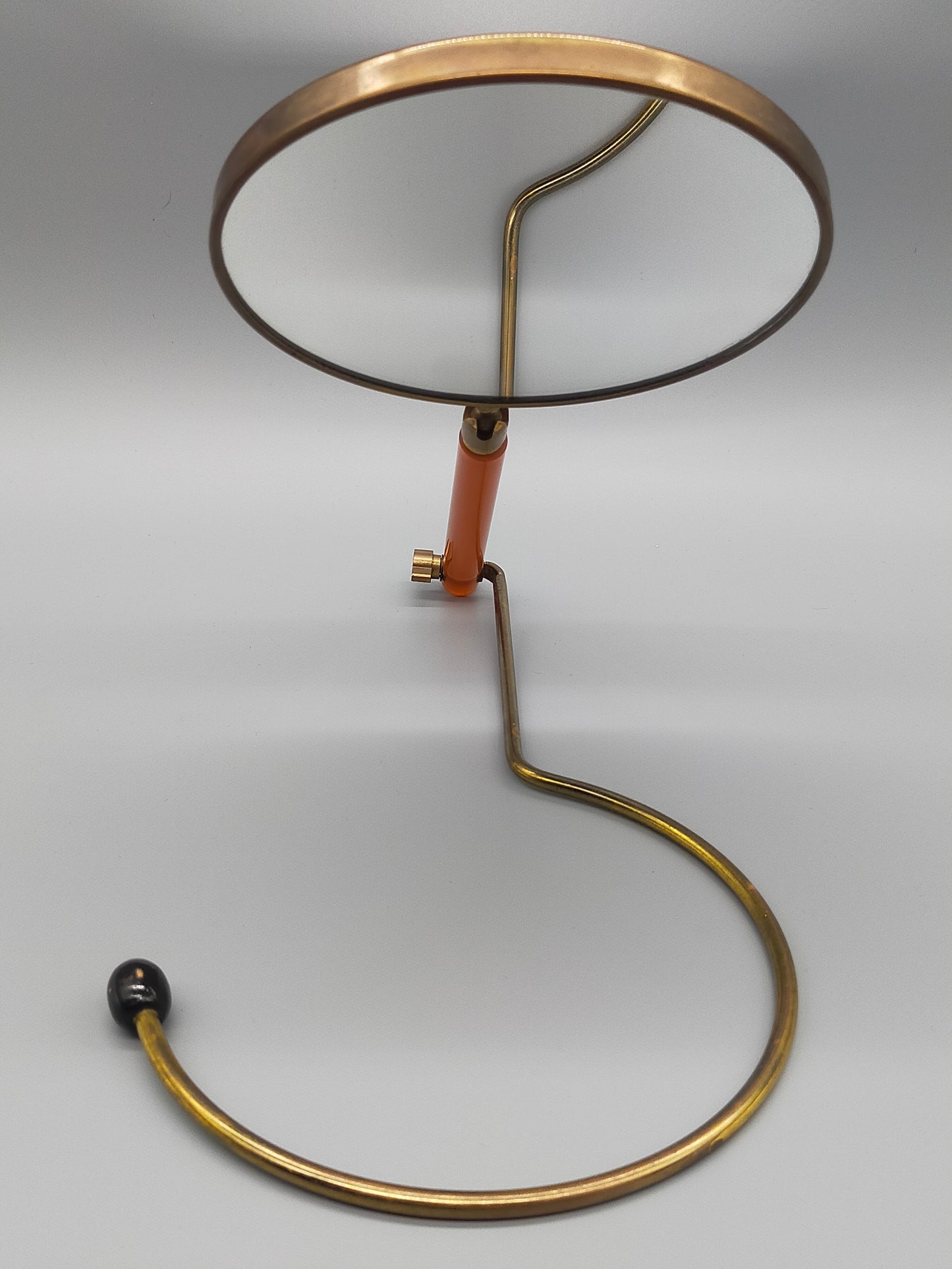 Antiker Tischspiegel mit Bernstein optik Griff Vintage Kosmetikspiegel