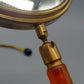 Antiker Tischspiegel mit Bernstein optik Griff Vintage Kosmetikspiegel
