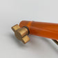 Antiker Tischspiegel mit Bernstein optik Griff Vintage Kosmetikspiegel