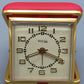 Vintage Oskar Reise Wecker Rotes Etui mit Goldfarbenem Gehäuse