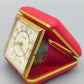 Vintage Oskar Reise Wecker Rotes Etui mit Goldfarbenem Gehäuse