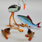 Exklusive Murano Glasfiguren Set Handgefertigte Vögel und Fisch