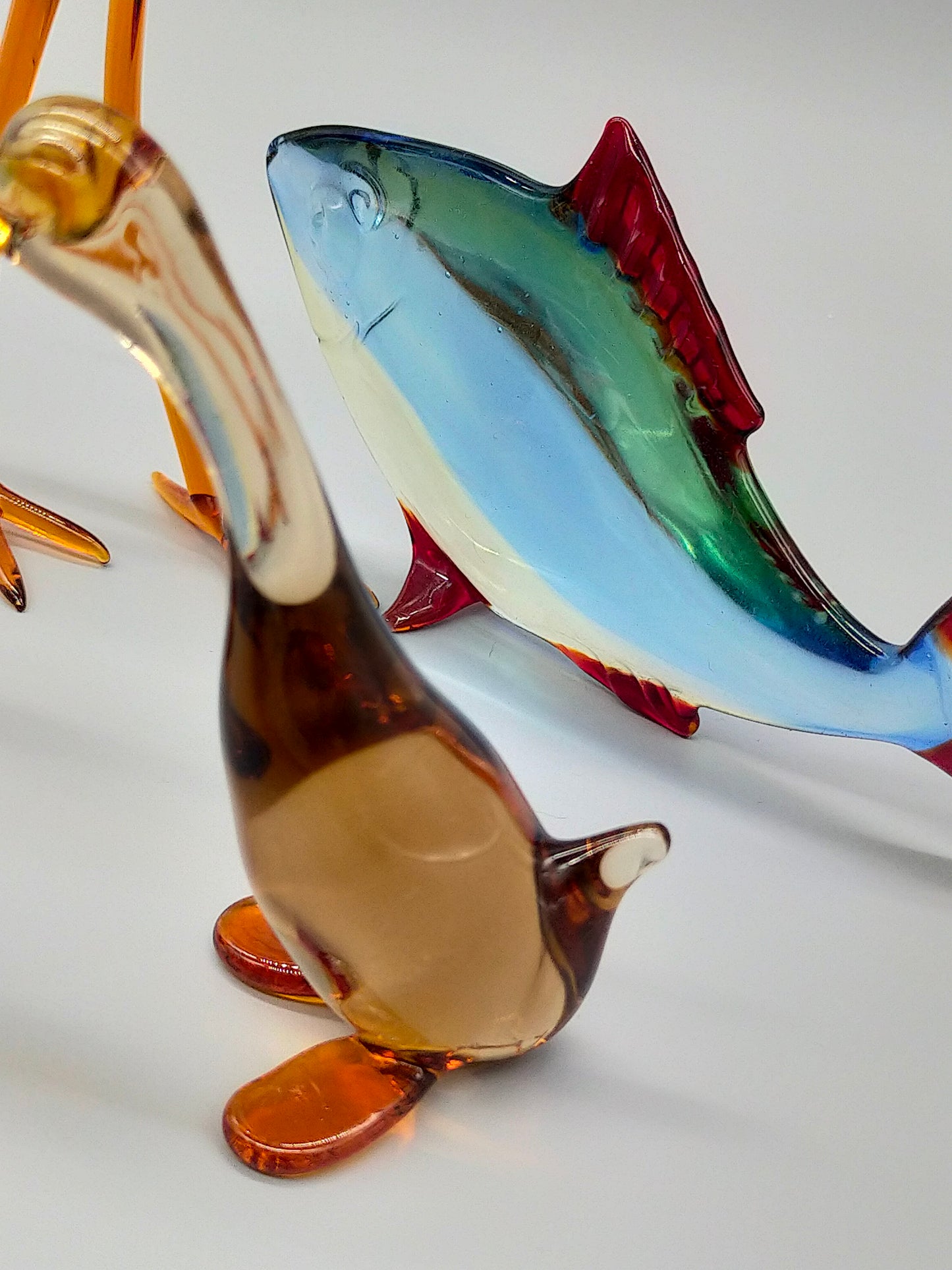 Exklusive Murano Glasfiguren Set Handgefertigte Vögel und Fisch