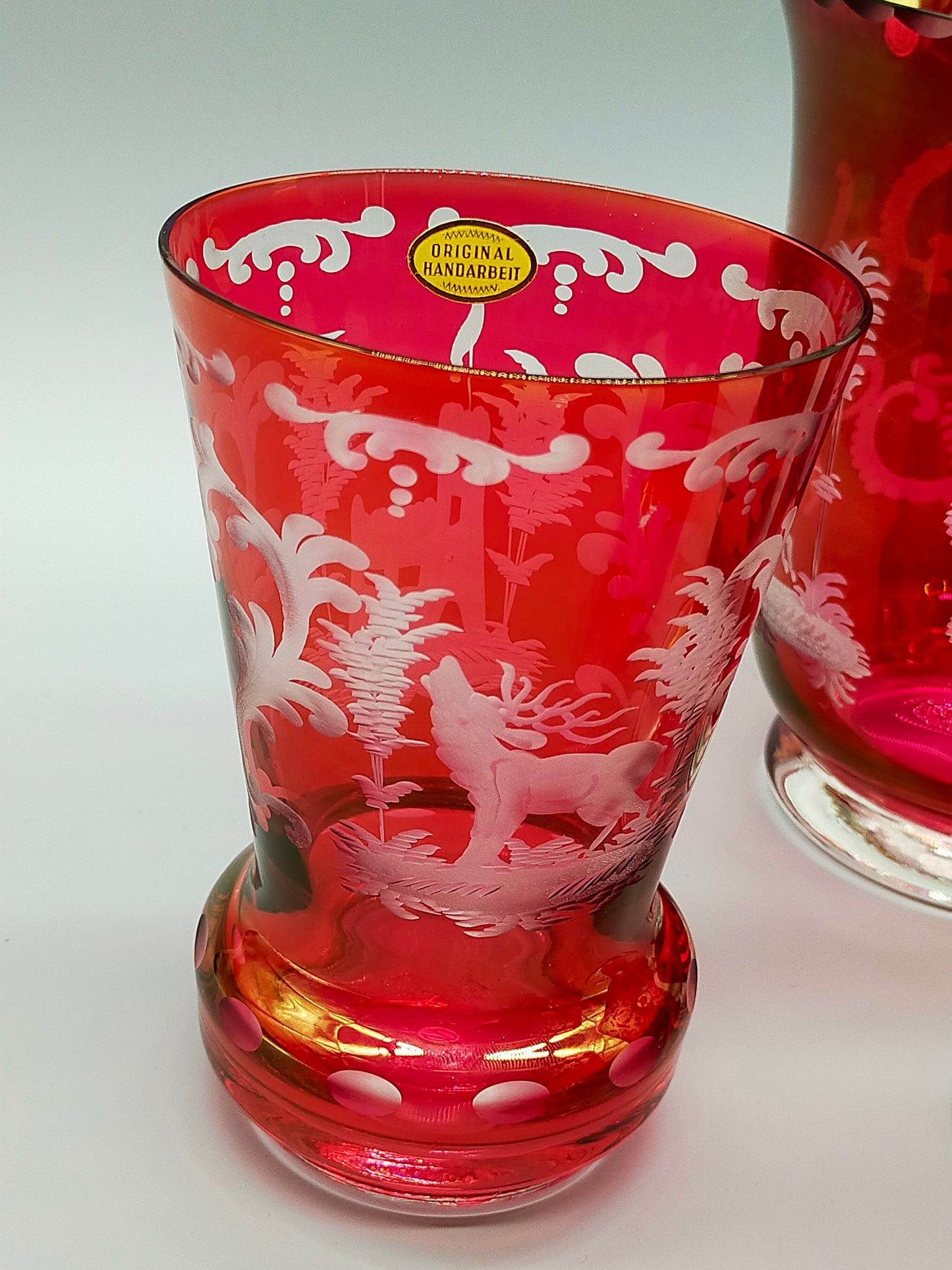 Edles Kristallglas Set in Rubinrot – Handarbeit aus Kramsach Tirol