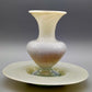 Vintage Opalglas Vase mit Teller – Elegantes Set in Pastelltönen