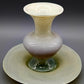 Vintage Opalglas Vase mit Teller – Elegantes Set in Pastelltönen