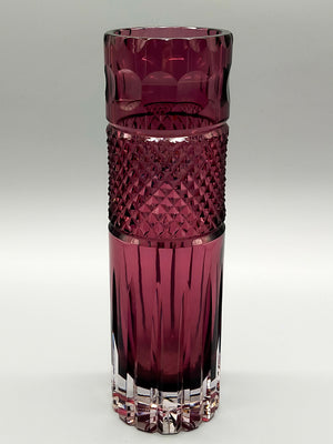 Edle Kristall Glas Vase in Violett – Elegantes Zylinder Design