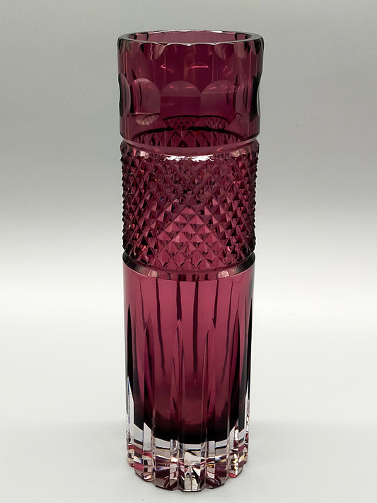 Edle Kristall Glas Vase in Violett – Elegantes Zylinder Design