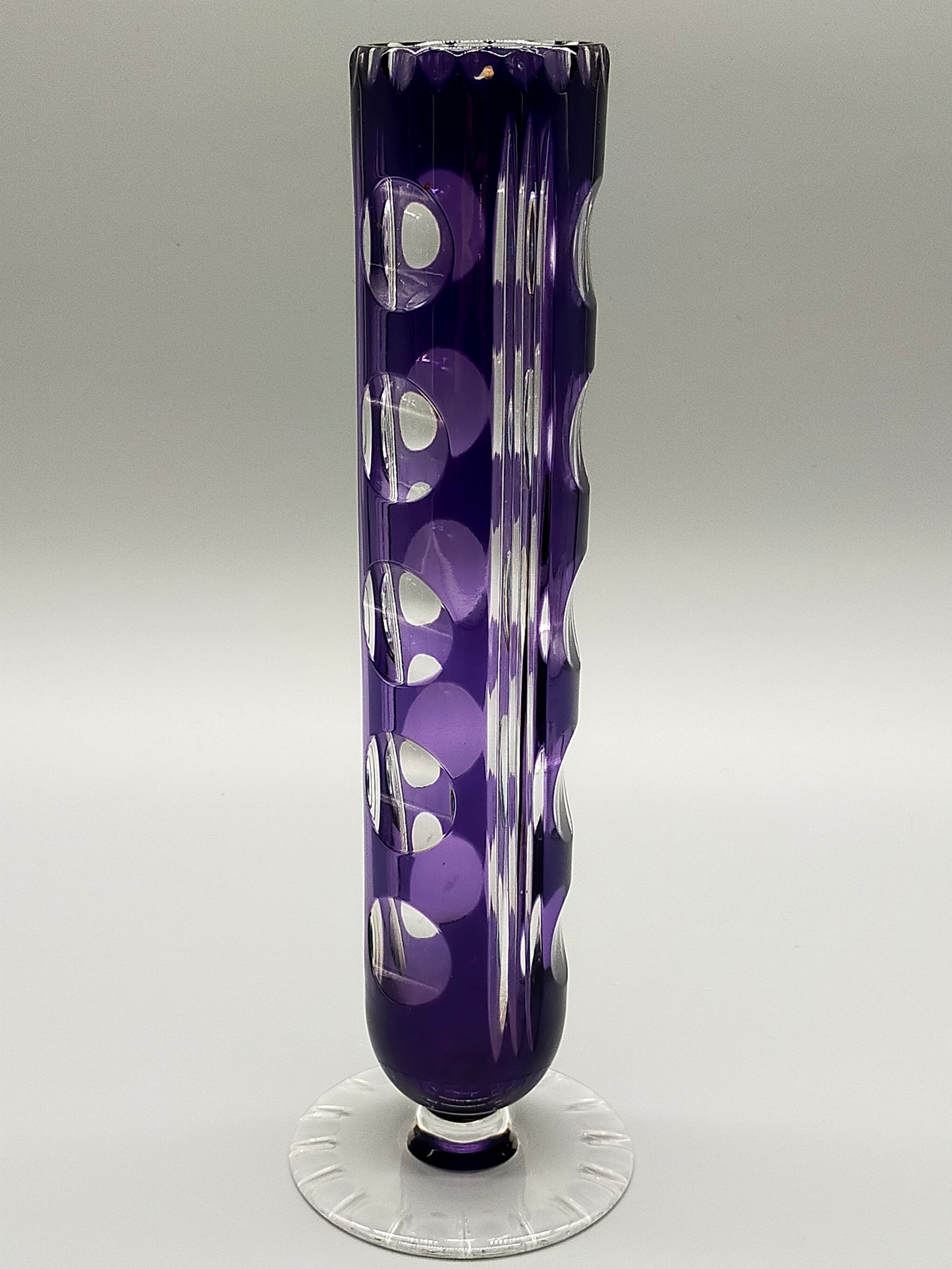 Edle Murano Glas Vase in Violett – Elegante Säulenform