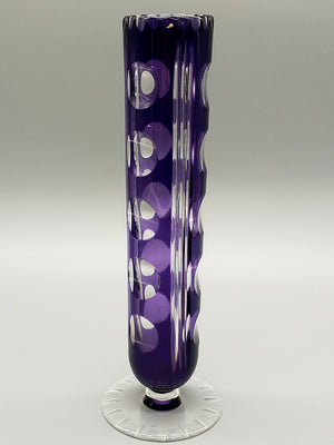 Edle Murano Glas Vase in Violett – Elegante Säulenform