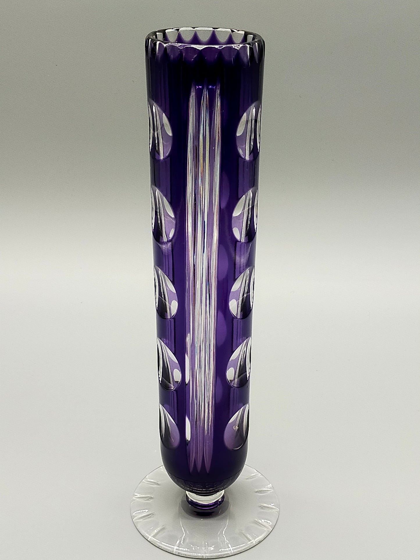 Edle Murano Glas Vase in Violett – Elegante Säulenform