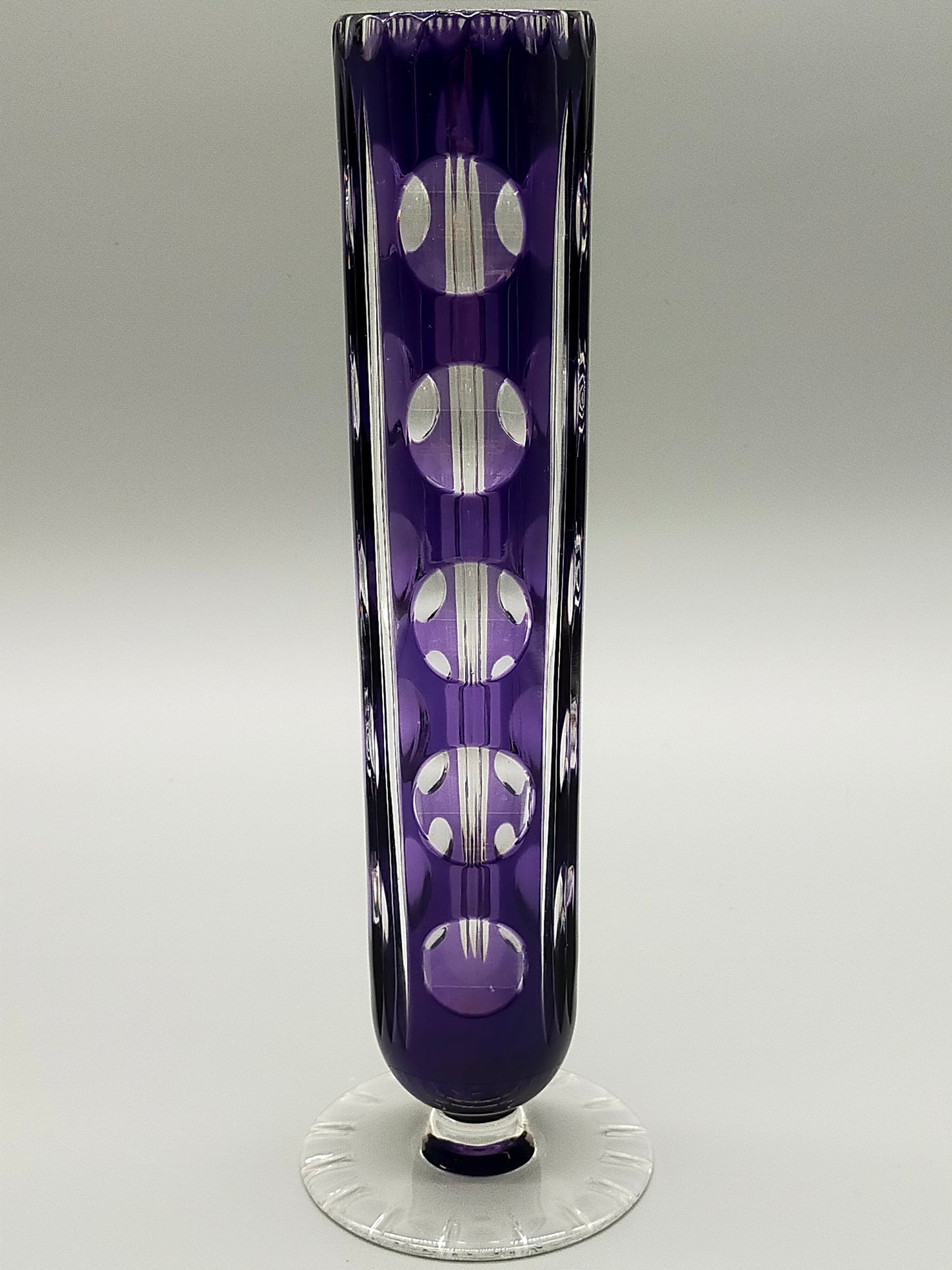 Edle Murano Glas Vase in Violett – Elegante Säulenform