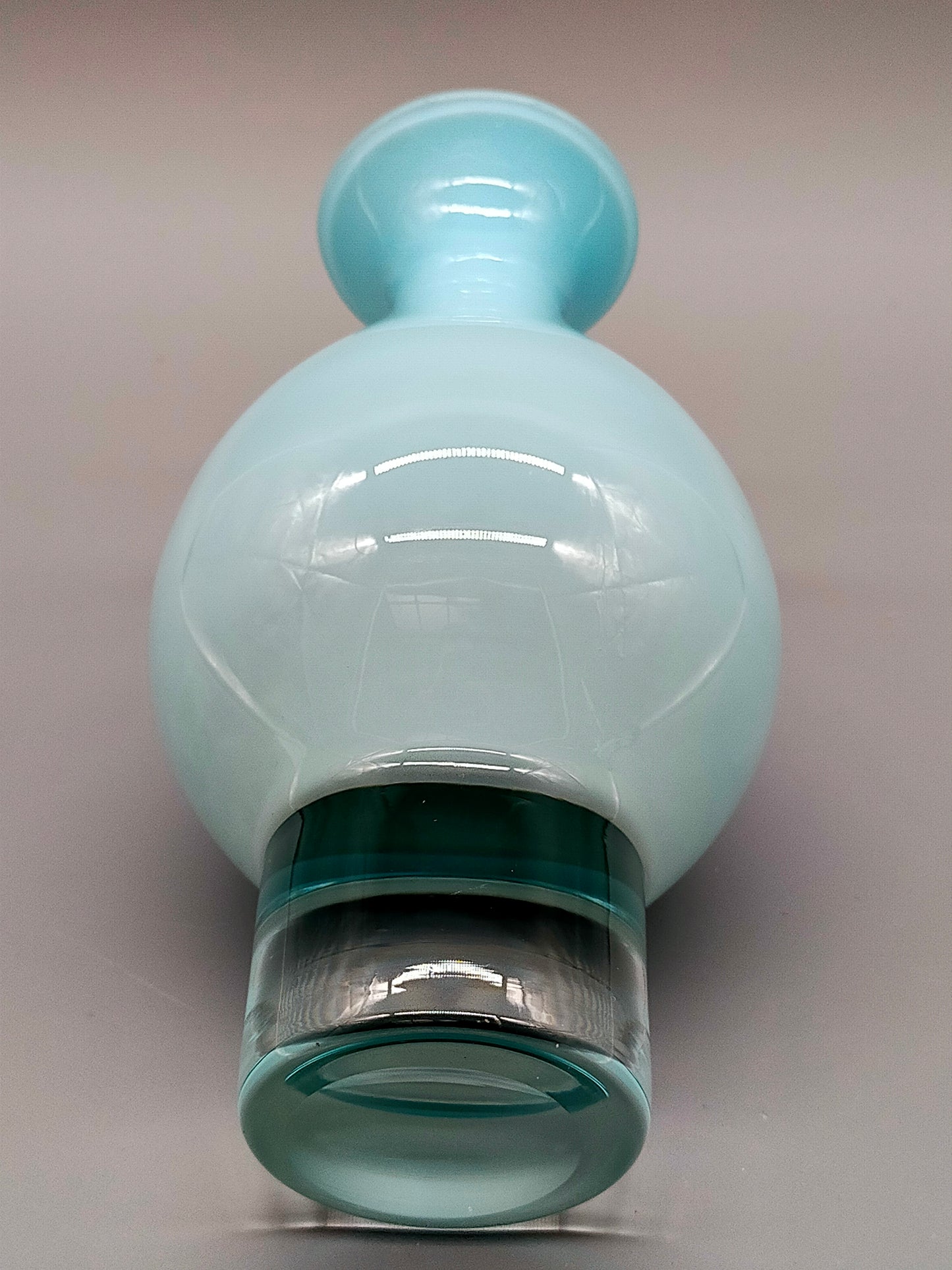 Klassische Murano Stil Kunstglas Vase Elegantes Türkis mit Klarglasfuß