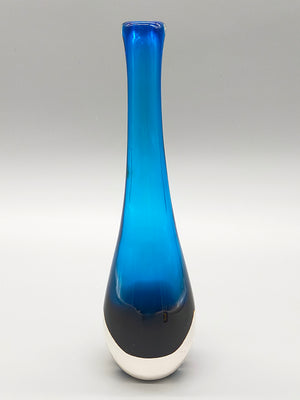Elegante Murano Glas Vase in Blau Kunstvolles Skandinavisches Design