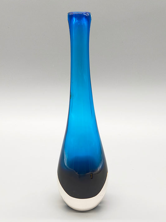 Elegante Murano Glas Vase in Blau Kunstvolles Skandinavisches Design
